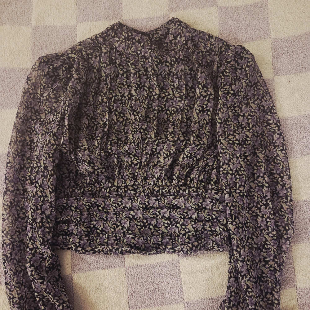 Astr Floral Print Blouse - Purple and Green